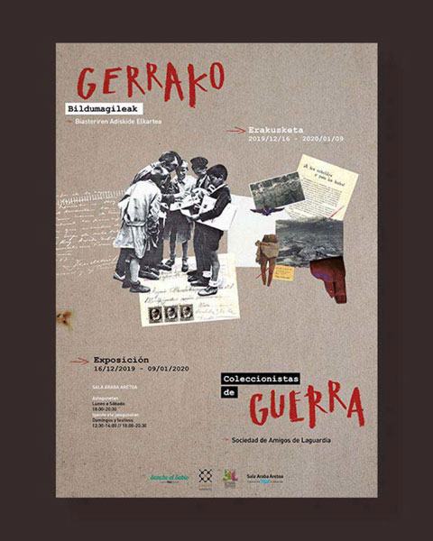 Cartel de la exposición Coleccionistas de Guerra - Gerrako Bilduma.